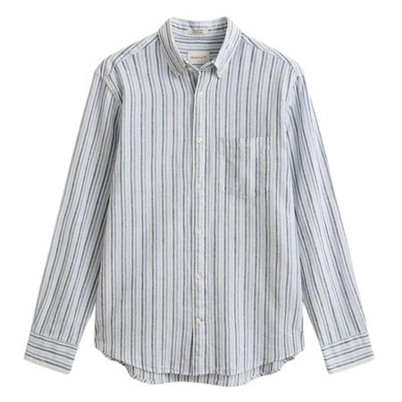 Gant Striped Linen Blend Shirt - Blue - XL