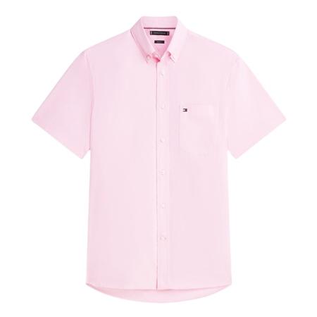 Tommy Hilfiger Regular Fit Lightweight Short Sleeve Oxford Shirt - Pink - M