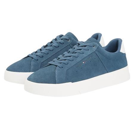 Tommy Hilfiger Contrast Heel Suede Court Trainers - Aegean  Blue - 41