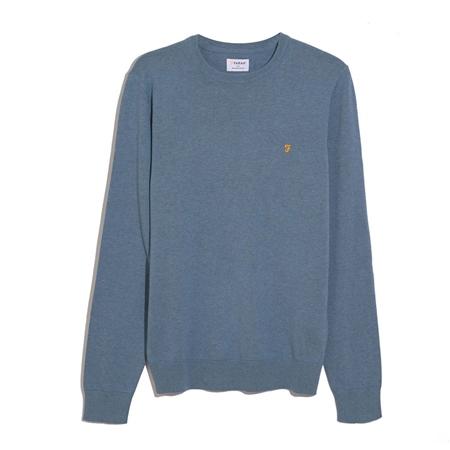 Farah Mullen Cotton Crew Neck Sweater - Blue Tide - M