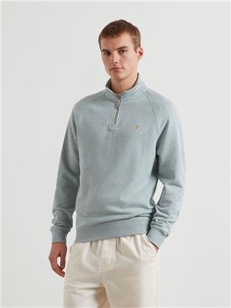 Farah Jim Organic Cotton 1/4 Zip Sweatshirt - Mist - S
