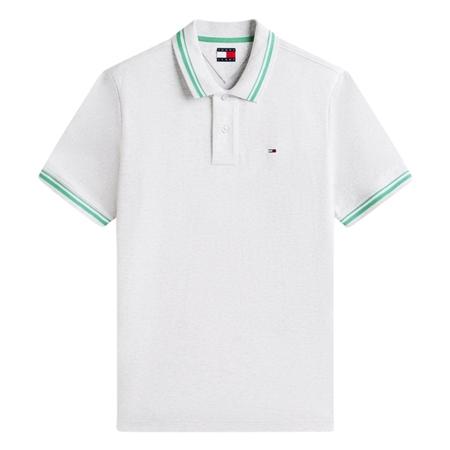 Tommy Jeans Tommy Flag Regular Fit Tipped Polo Shirt - Grey - XL