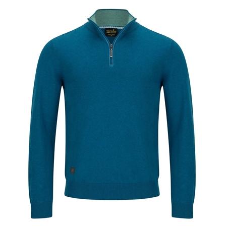 6th Sense Harry 1/4 Zip Sweater - Petrol Blue - L
