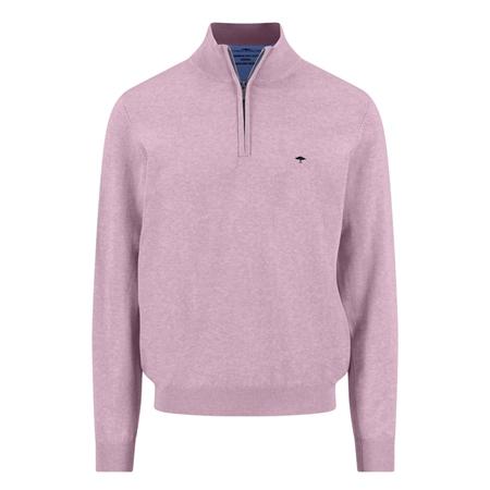 Fynch Hatton Fine Knit Cotton 1/4 Zip Sweater - Magnolia Pink - XL