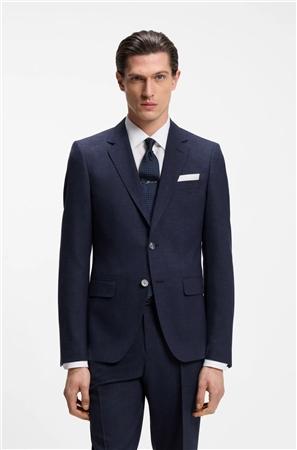 Boss Two Piece Slim Fit Micro-patterned Suit - Navy - 42