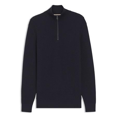 Boss H-Ulicio Cotton Quater Zip Sweater - Navy - M