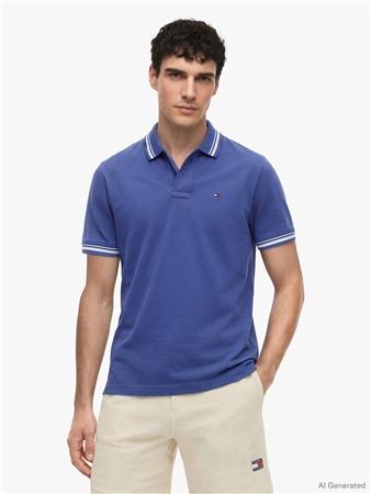 Tommy Jeans Regular Fit Tipped Polo Shirt - Blue - S