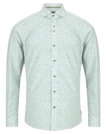 Remus Uomo Frank Tapered Slim Fit Printed Shirt - Green - 15.5