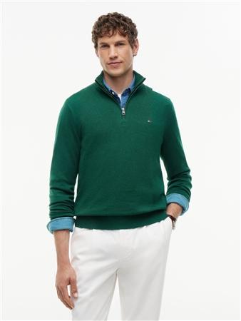 Tommy Hilfiger Pima Cotton Cashmere Blend Half Zip Sweater - Green - M