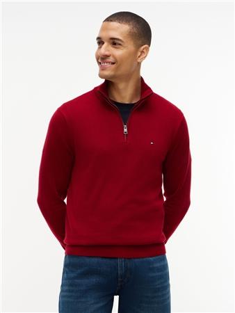 Tommy Hilfiger Pima Cotton Cashmere Blend Half Zip Sweater - Red - S