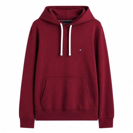 Tommy Hilfiger Peached Fleece Contrast Drawstring Hoodie - Wine - M