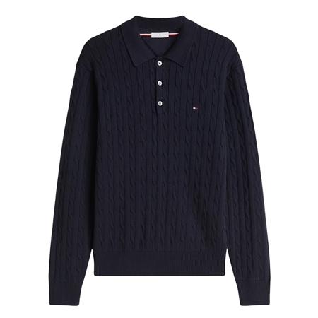 Tommy Hilfiger Classic Cotton Cable Polo Jumper - Navy - L