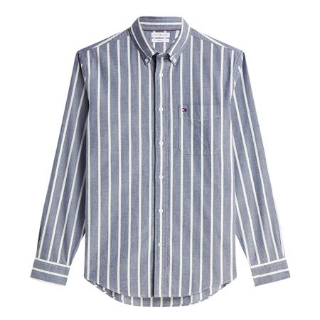 Tommy Hilfiger Regular Fit Brushed Flannel Stripe Shirt - Navy - L
