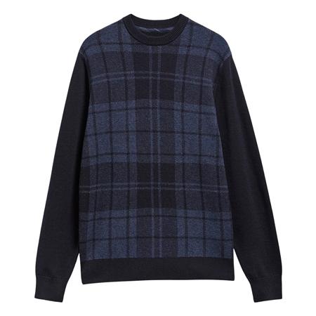 Barbour Mineral Tartan Crew Neck Jumper - Navy - L