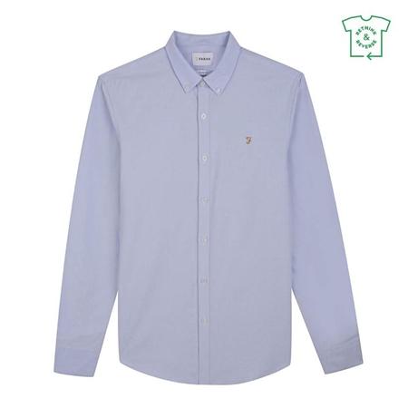 Farah Brewer Slim Fit Organic Cotton Oxford Shirt - Light Blue - XL