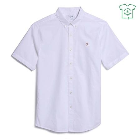 Farah Brewer Short Sleeve Oxford Shirt - White - M