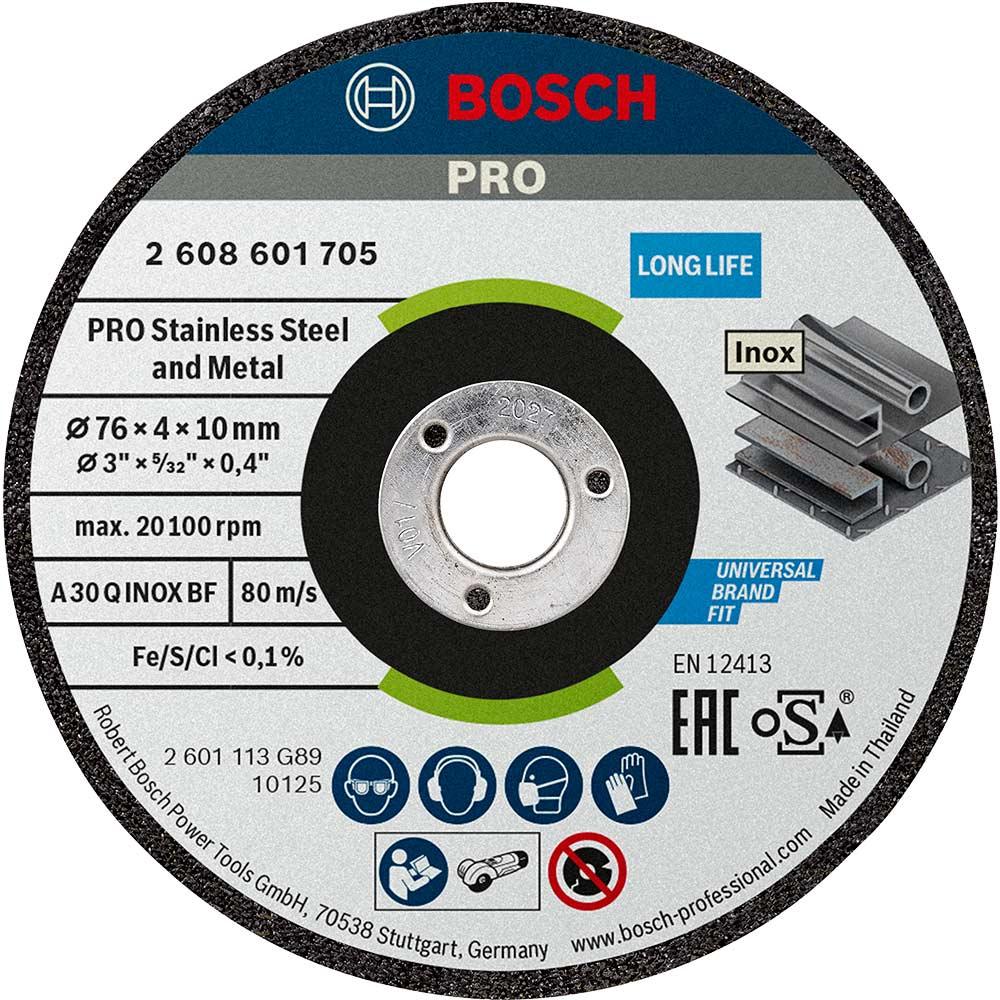 Bosch PRO 76mm Inox Cutting Disc for GWS 12V-76 Pack of 2 76mm 4mm 10mm