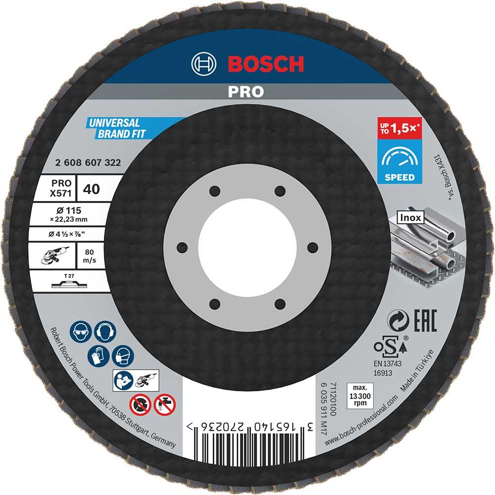 Bosch PRO X571 Best for Metal Straight Flap Disc 115mm 40g Pack of 1