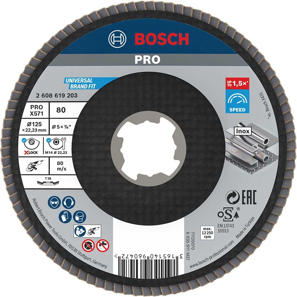 Bosch PRO X Lock Zirconium Abrasive Flap Disc 125mm 80g Pack of 1