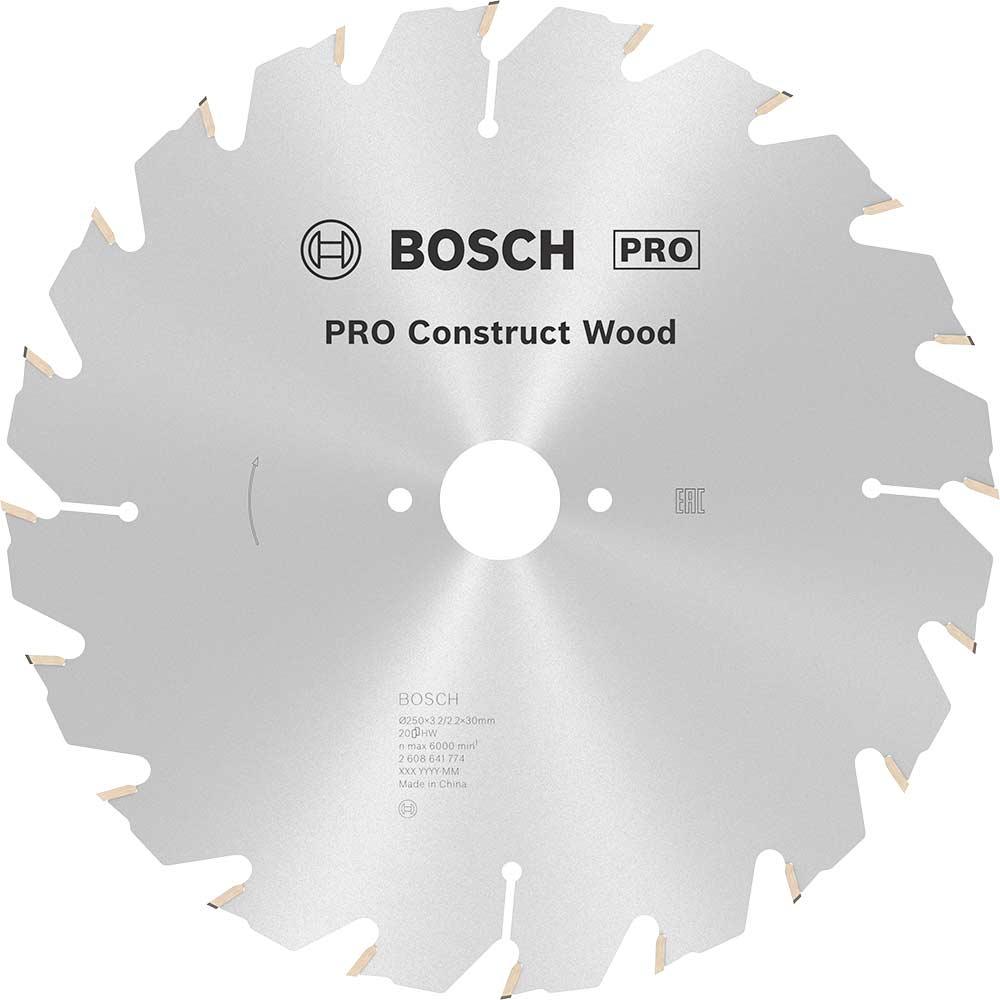 Bosch PRO Construct Nail Proof Wood Cutting Table Saw Blade 250mm 20T 30mm