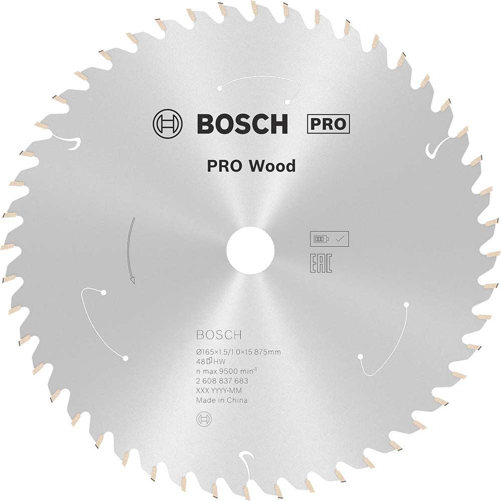 Bosch PRO Cordless Wood Cutting Circular Saw Blade 165mm 48T 15.875mm