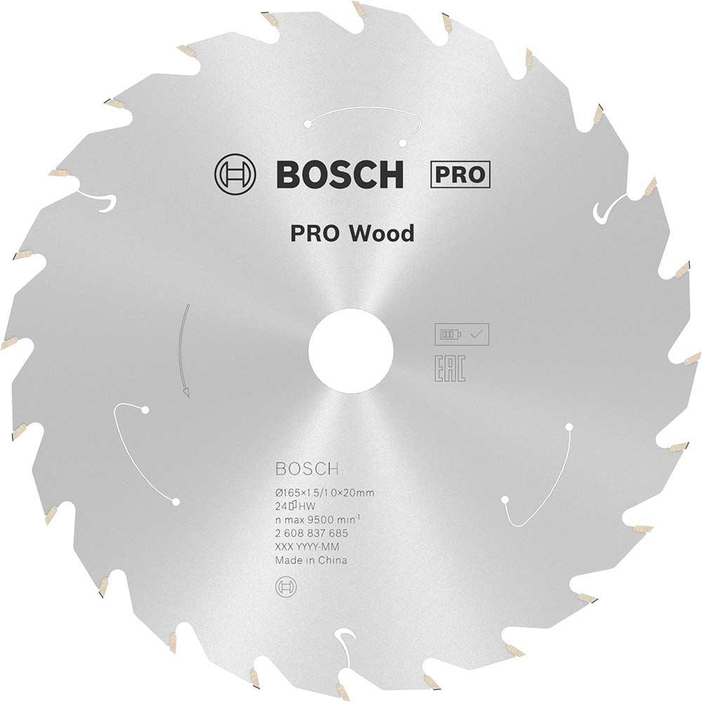 Bosch PRO Cordless Wood Cutting Circular Saw Blade 165mm 24T 20mm