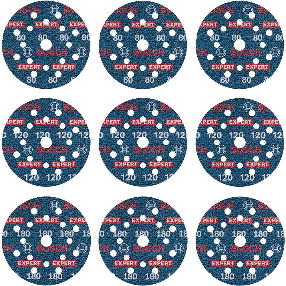 Bosch EXPERT O780 Foil Sanding Discs 125mm 125mm Assorted Pack of 9