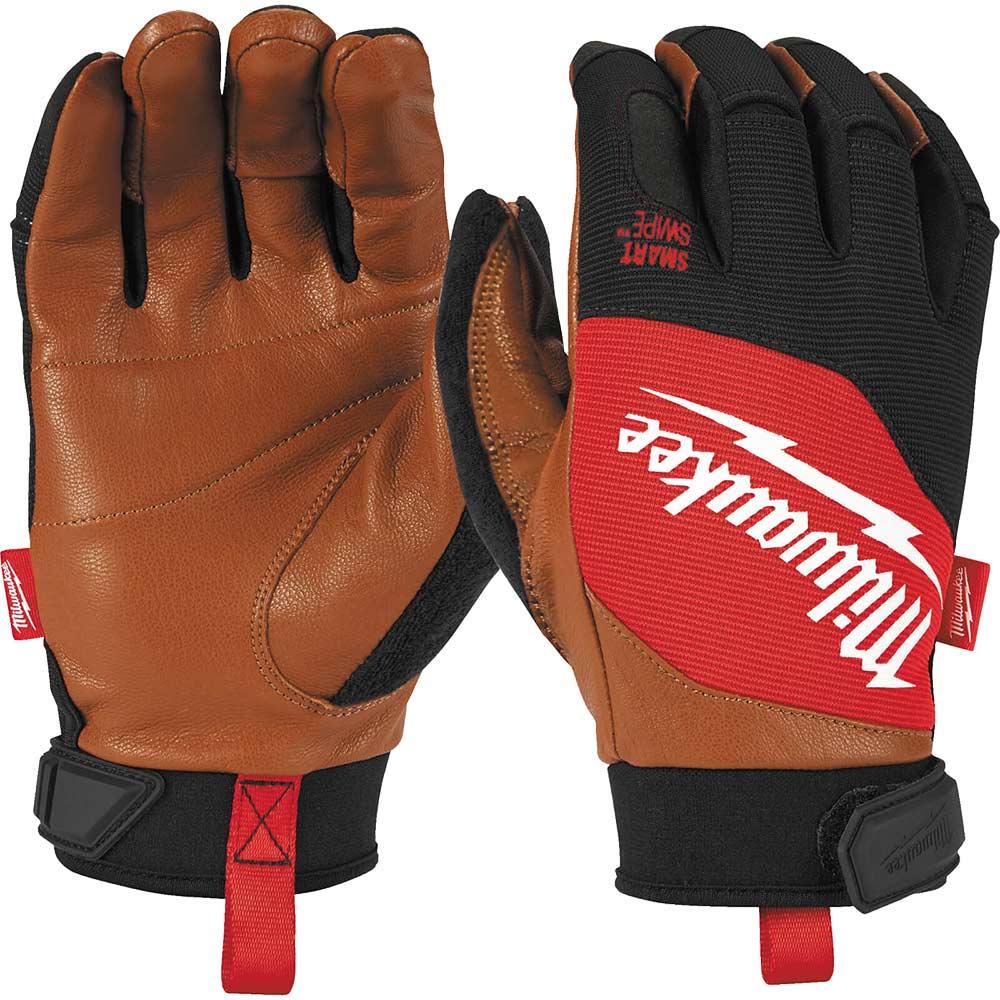 Milwaukee Hybrid Leather Work Gloves Brown / Red L