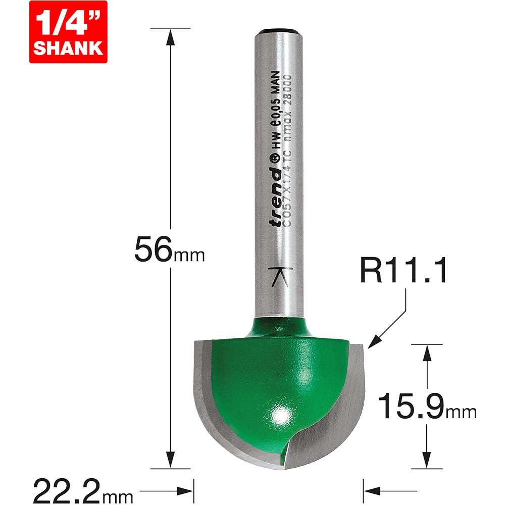 Trend CRAFTPRO Radius Router Cutter 22.2mm 15.9mm 1/4"