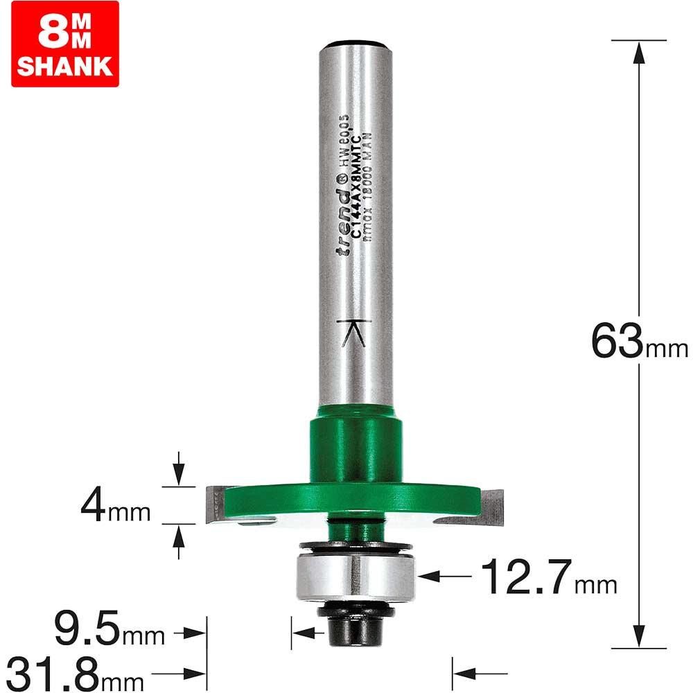 Trend CRAFTPRO One Piece Slotting Router Cutter 4mm 31.8mm 8mm