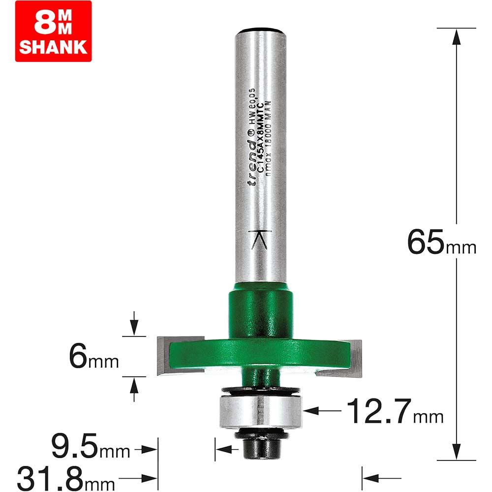 Trend CRAFTPRO One Piece Slotting Router Cutter 6mm 31.8mm 8mm