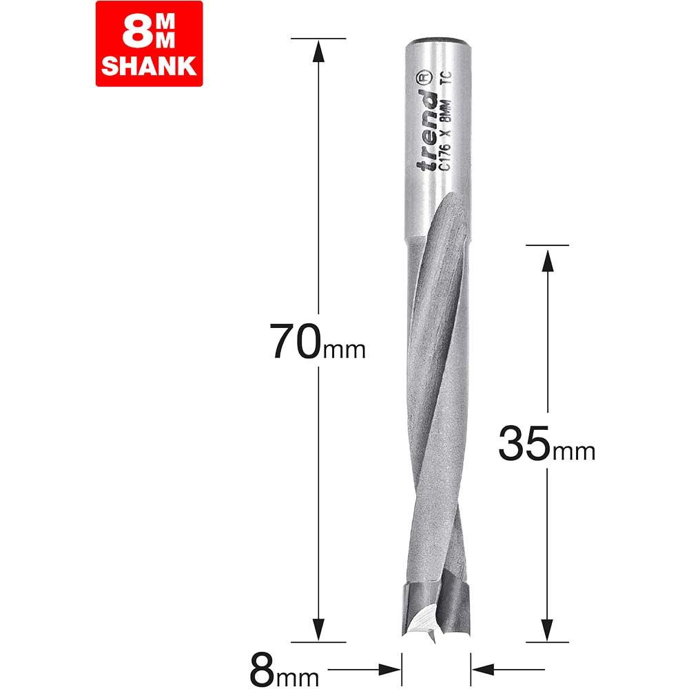Trend CRAFTPRO Router Dowel Drill 8mm 35mm 8mm