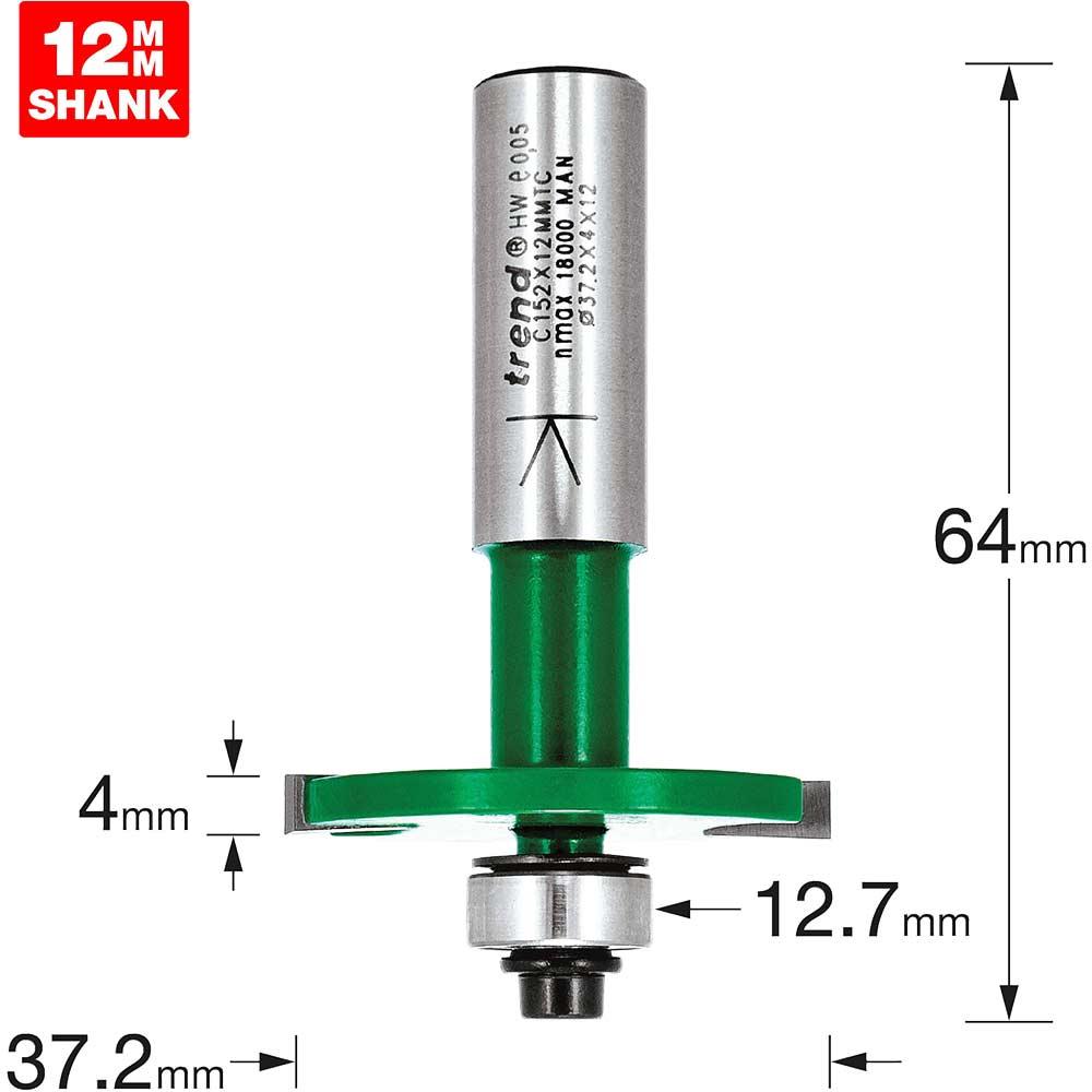 Trend CRAFTPRO Bearing Guided Biscuit Jointer Set 4mm 37.2mm 12mm