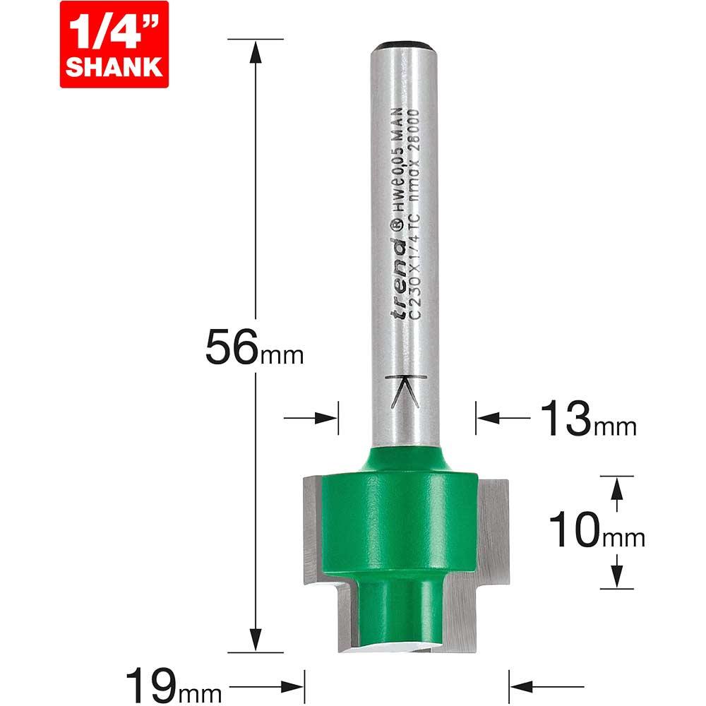 Trend CRAFTPRO Stepped Rebate Router Cutter 13mm 10mm 1/4"