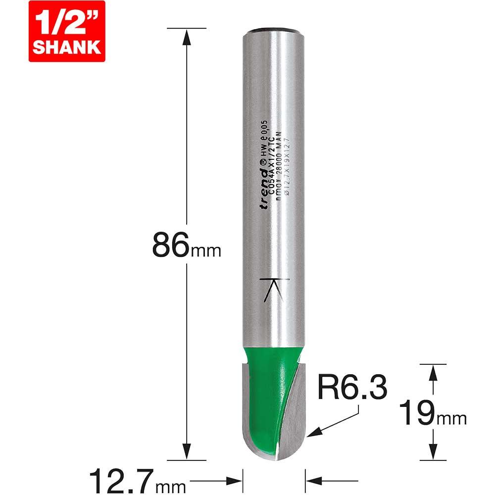 Trend CRAFTPRO Radius Router Cutter 12.7mm 19mm 1/2"