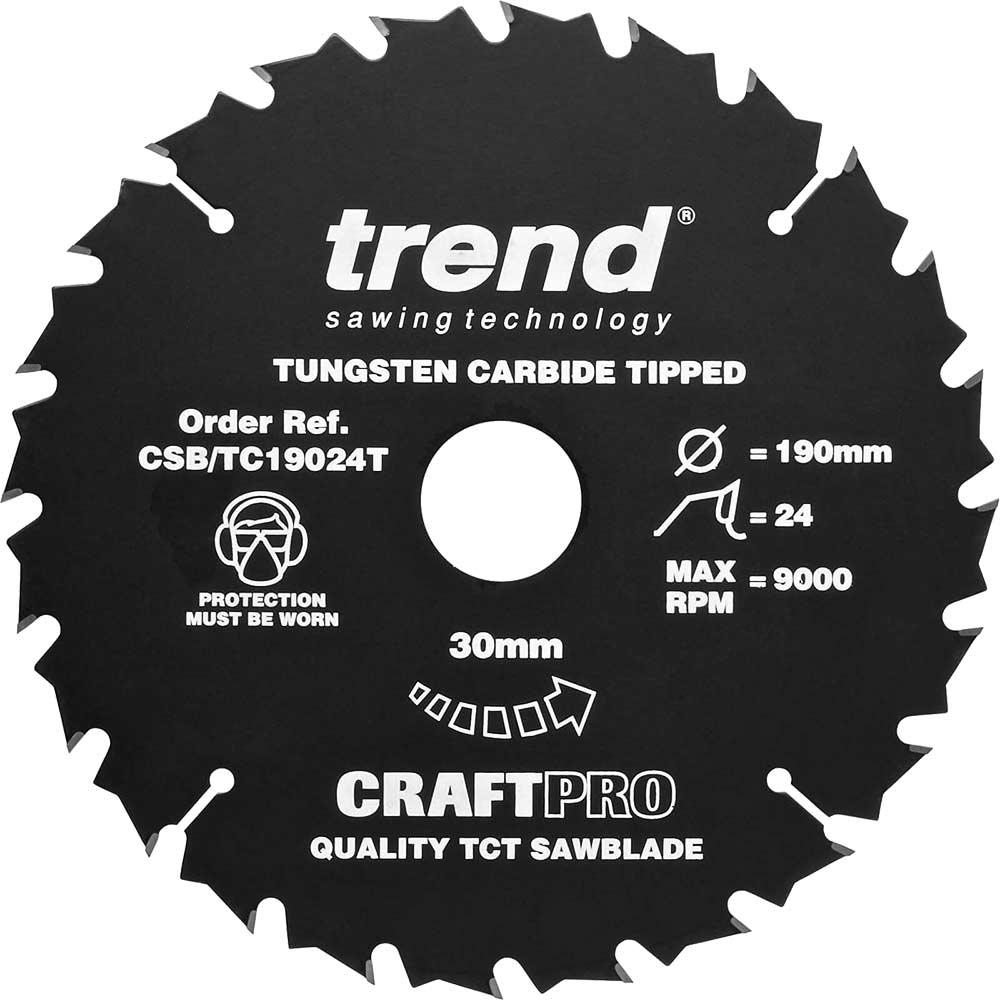 Trend CRAFTPRO Wood Cutting Cordless Saw Blade 190mm 24T 20mm