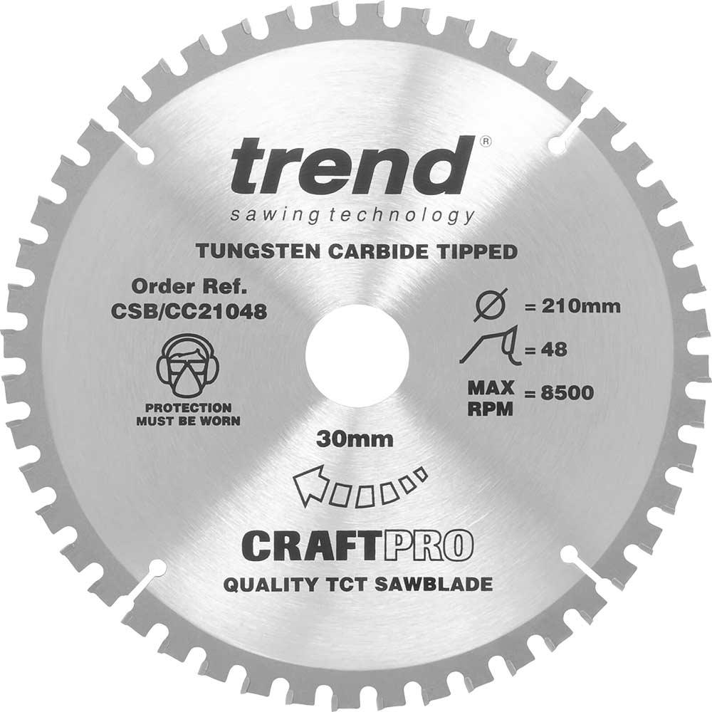 Trend CRAFTPRO Wood Cutting Mitre Saw Blade 210mm 48T 30mm