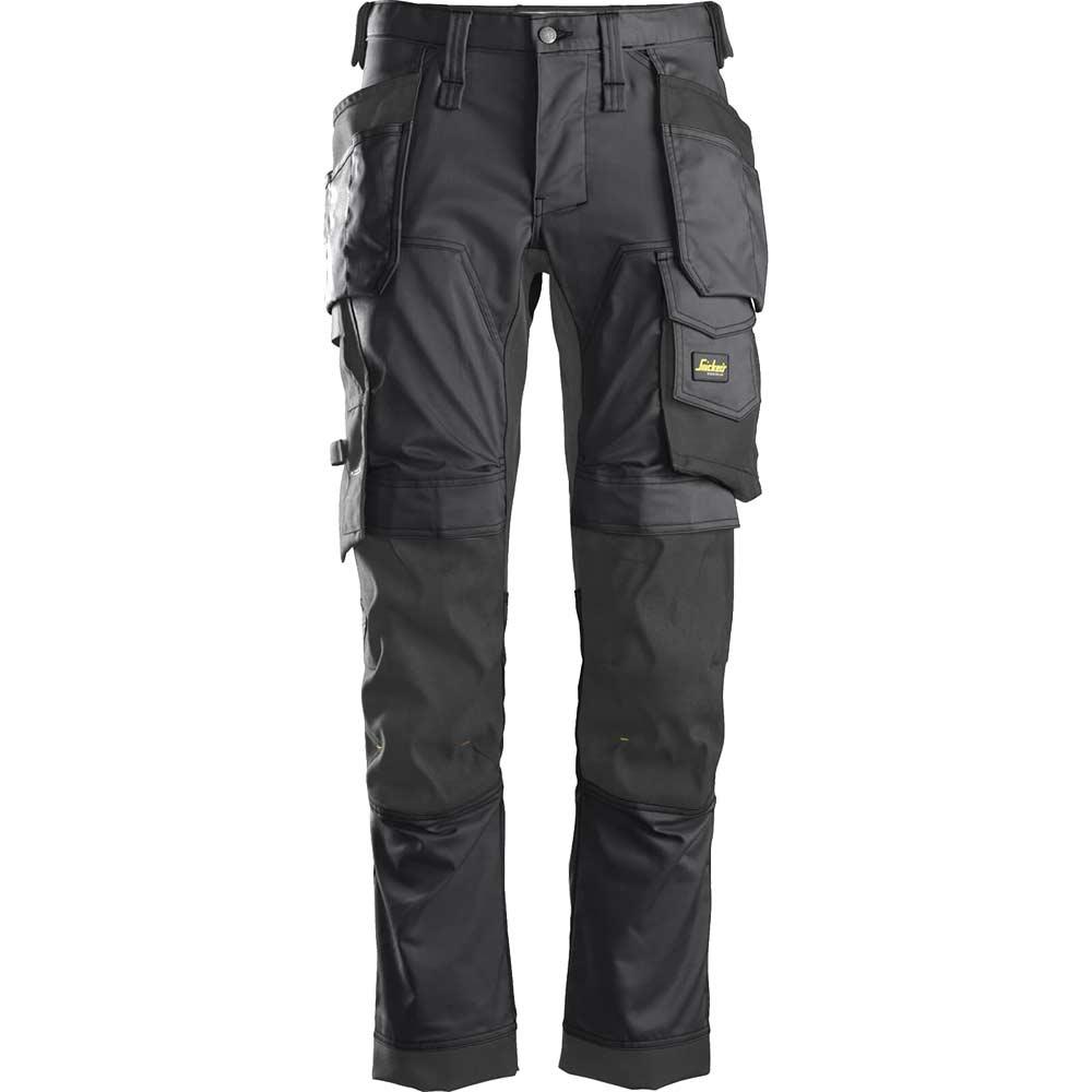 Snickers 6241 Mens Allround Work Stretch Slim Fit Trousers Holster Pockets Grey 31" 32"