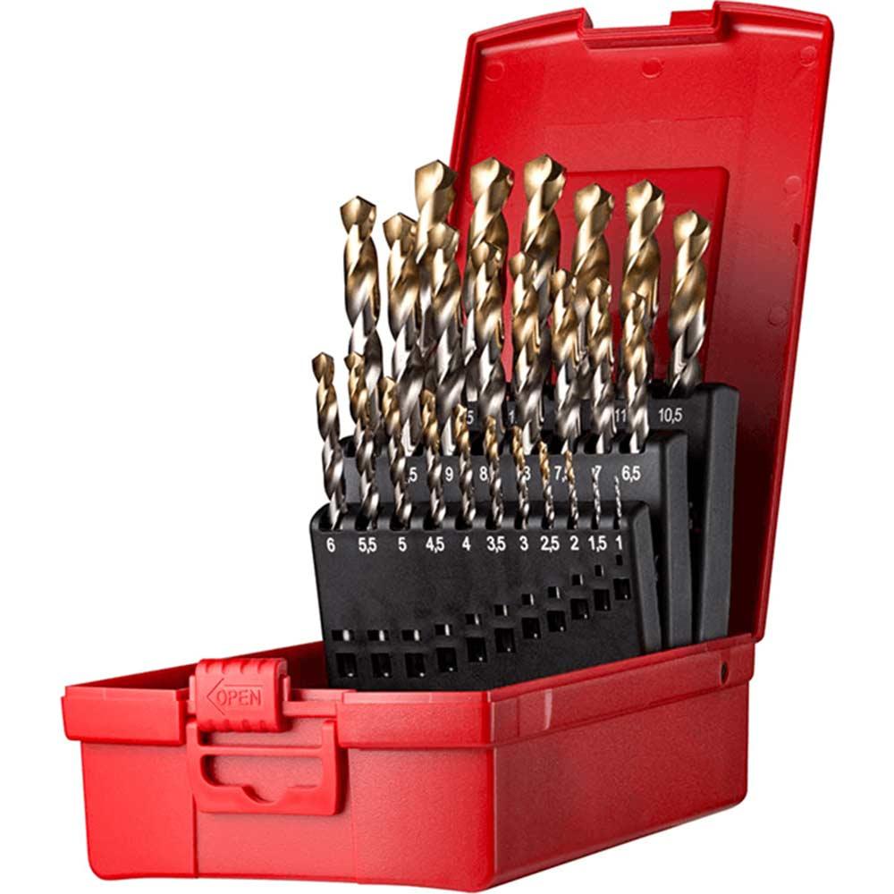 Dormer A095 No 204 25 Piece HSS TiN Coated 1.0mm-13mm By 0.5mm Drill Set