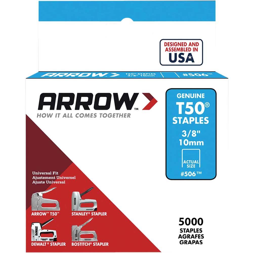 Arrow T50 Steel Staples For T50 Heavy Duty Hand Staple Gun 10mm Pack of 5000