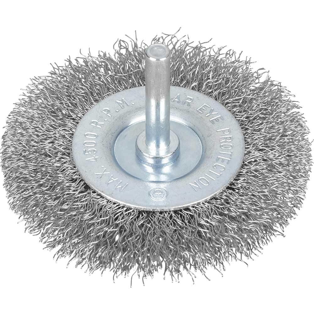 Bluespot Flat Crimped Steel Wire Wheel Brush 75mm 6mm Shank