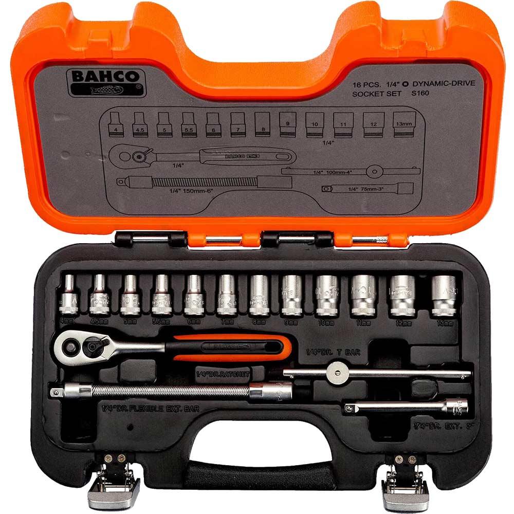 Bahco S160 16 Piece 1/4" Drive Hex Socket Set Metric 1/4"