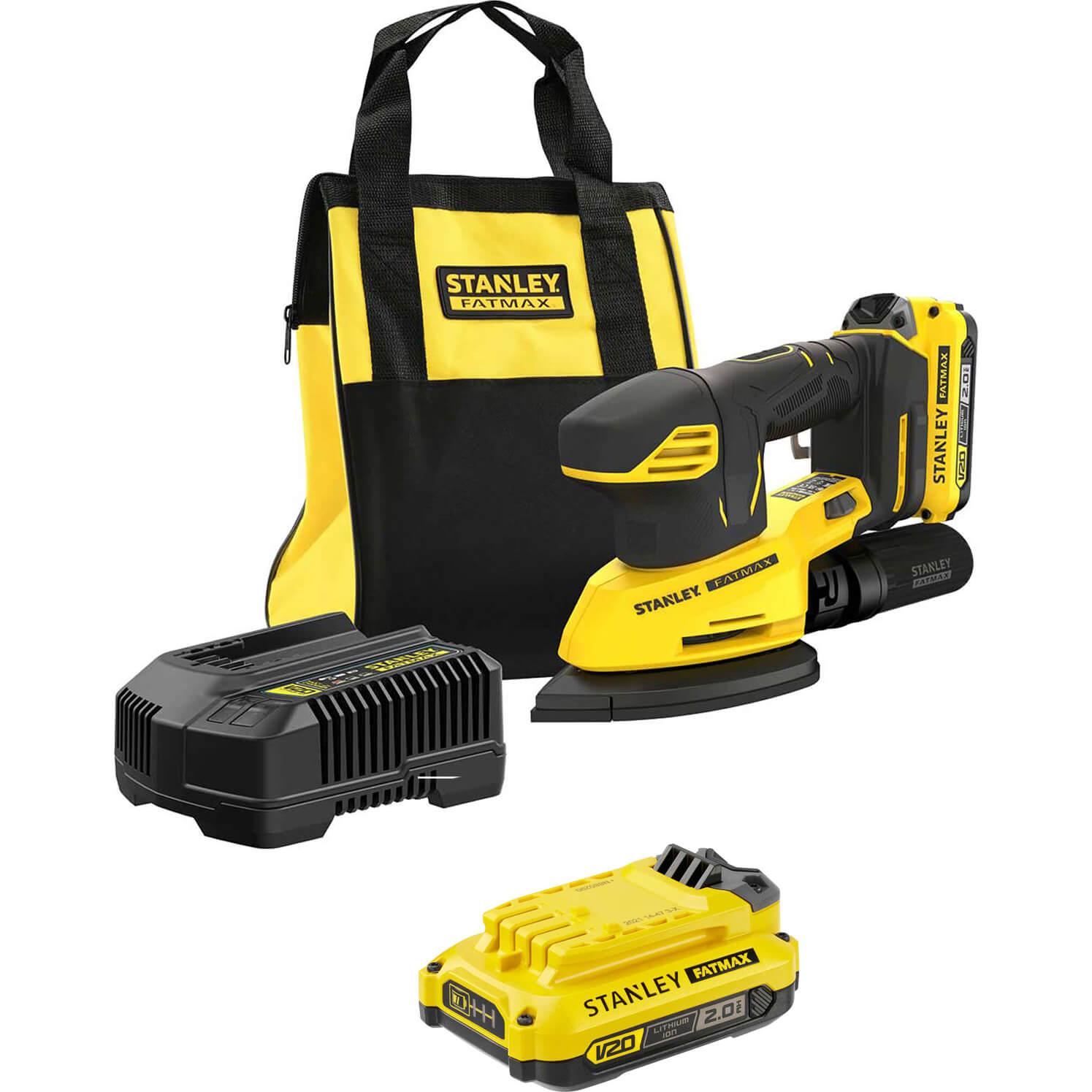 Stanley Fatmax V20 SFMCW221 18v Cordless Detail Sander 2 x 2ah Li-ion Battery Charger Bag