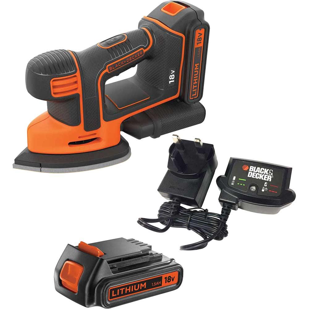 Black and Decker BDCDS18 18v Cordless Mouse Sander 2 x 1.5ah Li-ion Battery Charger No Case
