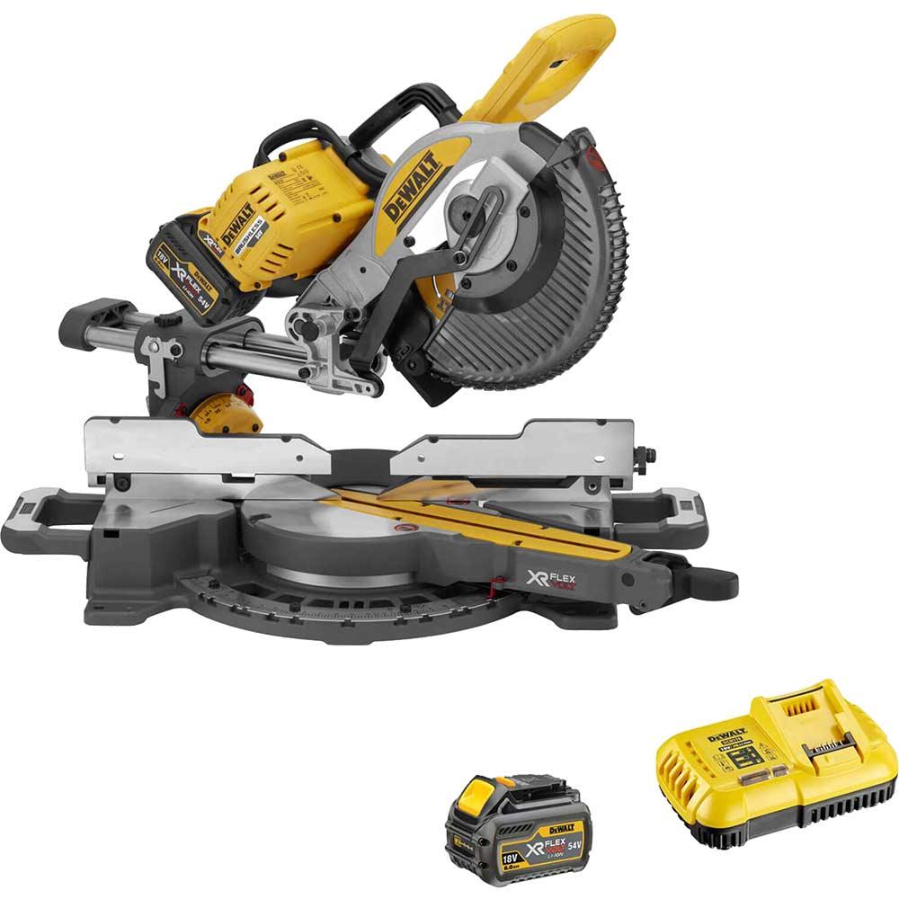 DeWalt DCS727 54v XR Flexvolt Cordless Brushless Mitre Saw 250mm 2 x 6ah Li-ion Battery Charger No Case