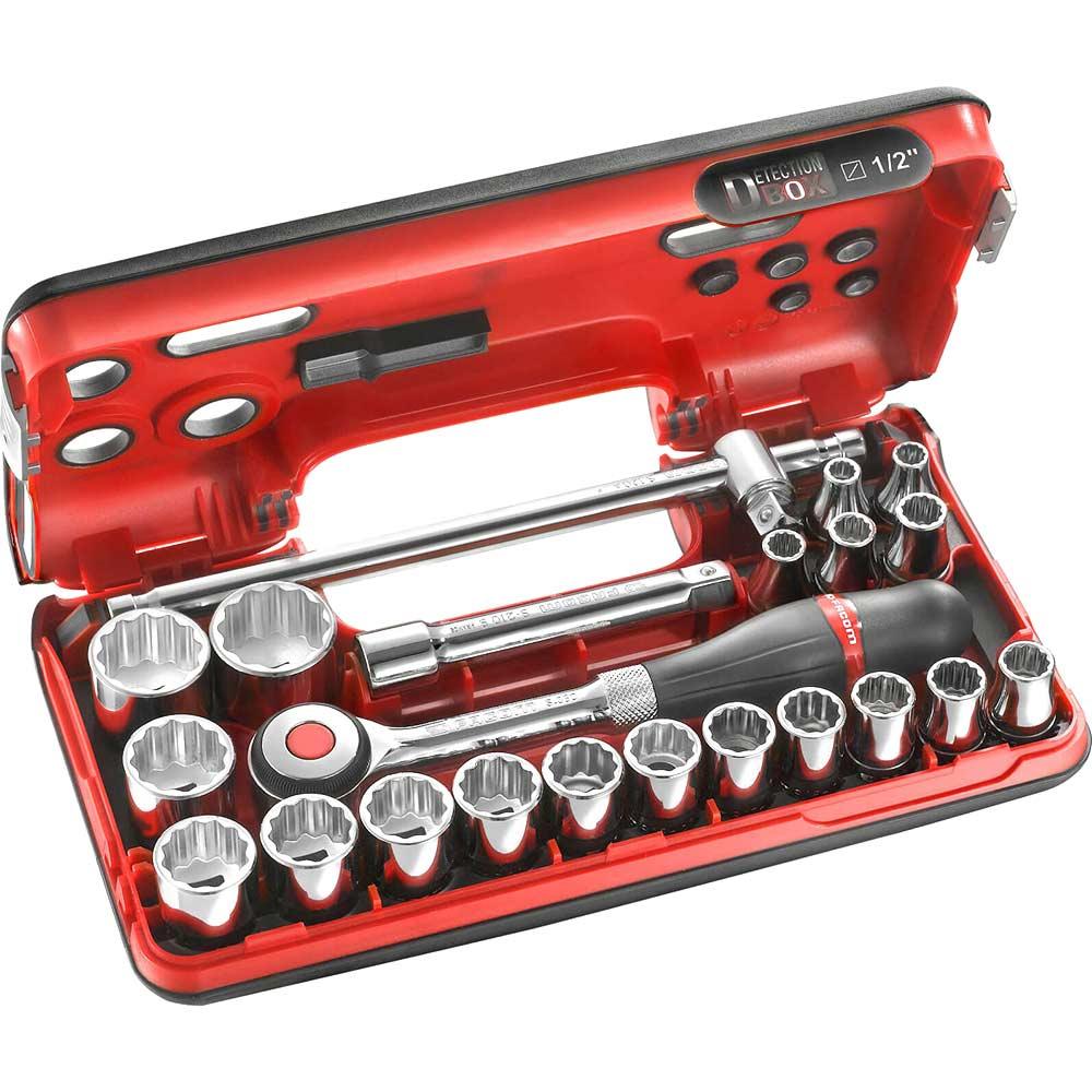 Facom 22 Piece 1/2" Drive Bi Hexagon Socket Set Metric in Detection Box