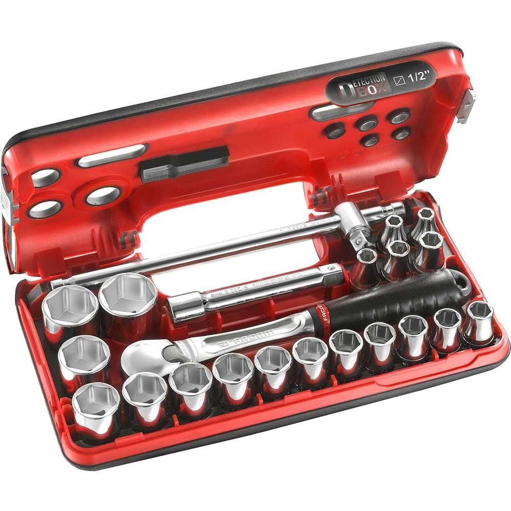 Facom 22 Piece 1/2" Drive Socket Set Metric in Detection Box 1/2"