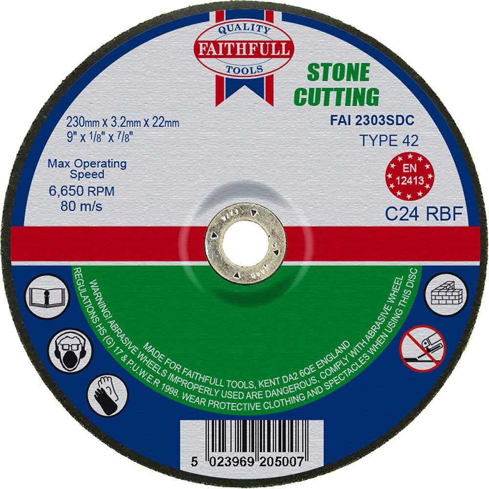 Faithfull Depressed Centre Stone Cutting Disc 230mm 3.2mm 22mm
