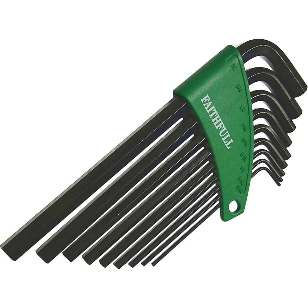 Faithfull 9 Piece Long Hexagon Allen Key Set Imperial
