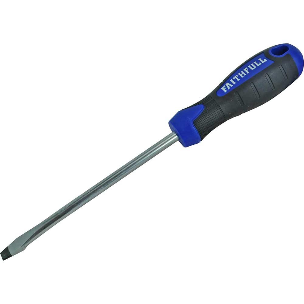 Faithfull Soft Grip Flared Slotted Tip Screwdriver 8mm 150mm
